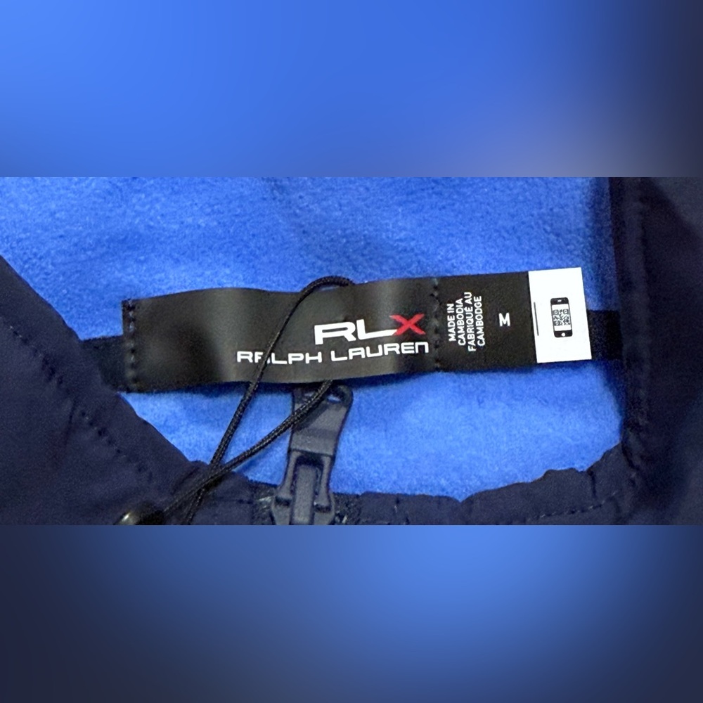 $198 RLX Ralph Lauren Hybrid Fleece Full Zip Golf Jacket Navy Blue Mens Size M - Picture 4 of 5